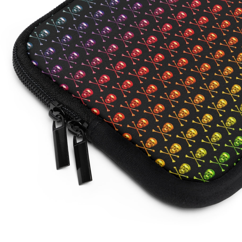 Getrott Raibow Skull and Bones Pattern Black Laptop Sleeve-Laptop Sleeve-Geotrott