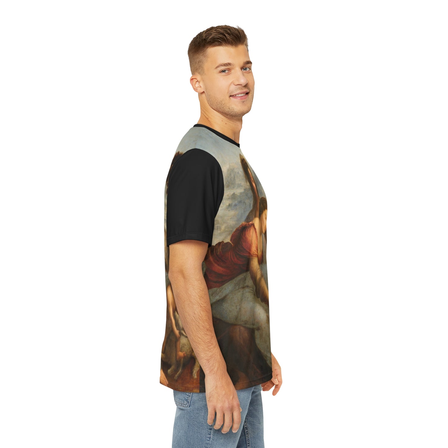 Leonardo da Vinci Virgin and Child with St Anne Classic Art Men's Polyester Tee (AOP)-All Over Prints-Geotrott