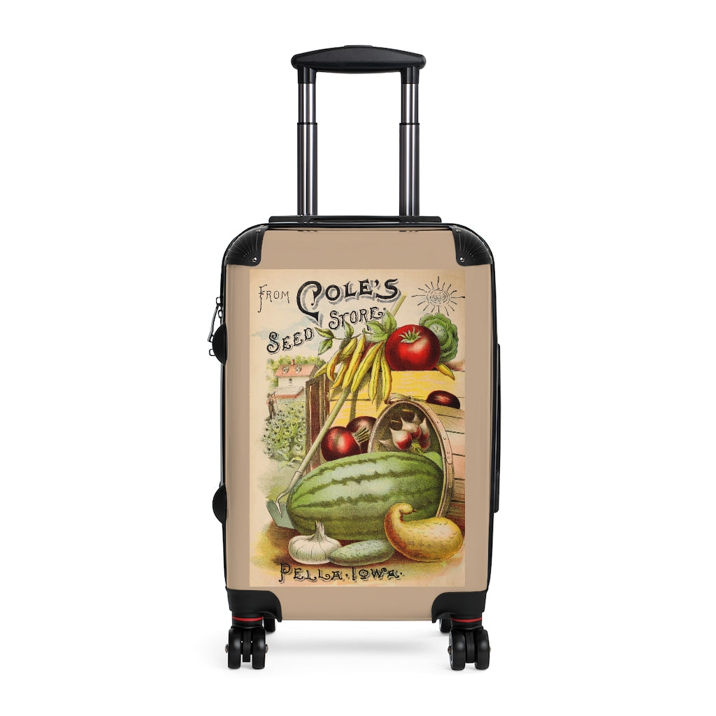 Getrott Coles Seed Store Pella Iowa Farm Collection Cabin Suitcase Inner Pockets Extended Storage Adjustable Telescopic Handle Inner Pockets Double wheeled Polycarbonate Hard-shell Built-in Lock