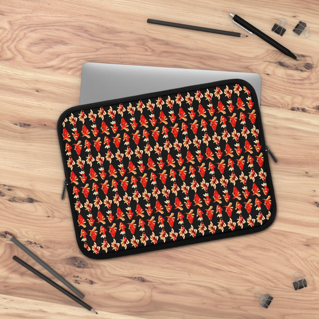 Getrott Red Goldfish Pattern Black Laptop Sleeve-Laptop Sleeve-Geotrott