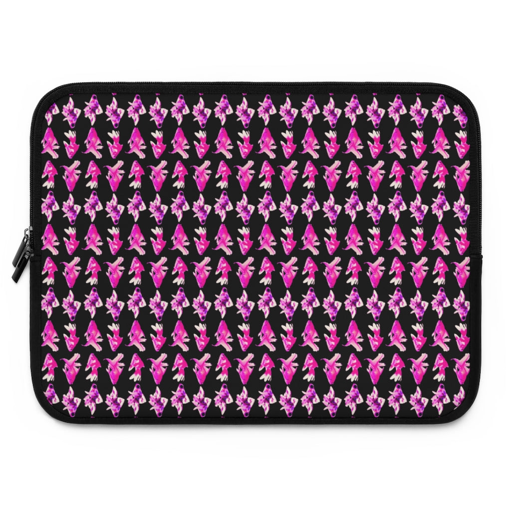 Geotrott Pink Goldfish Pattern Black Laptop Sleeve
