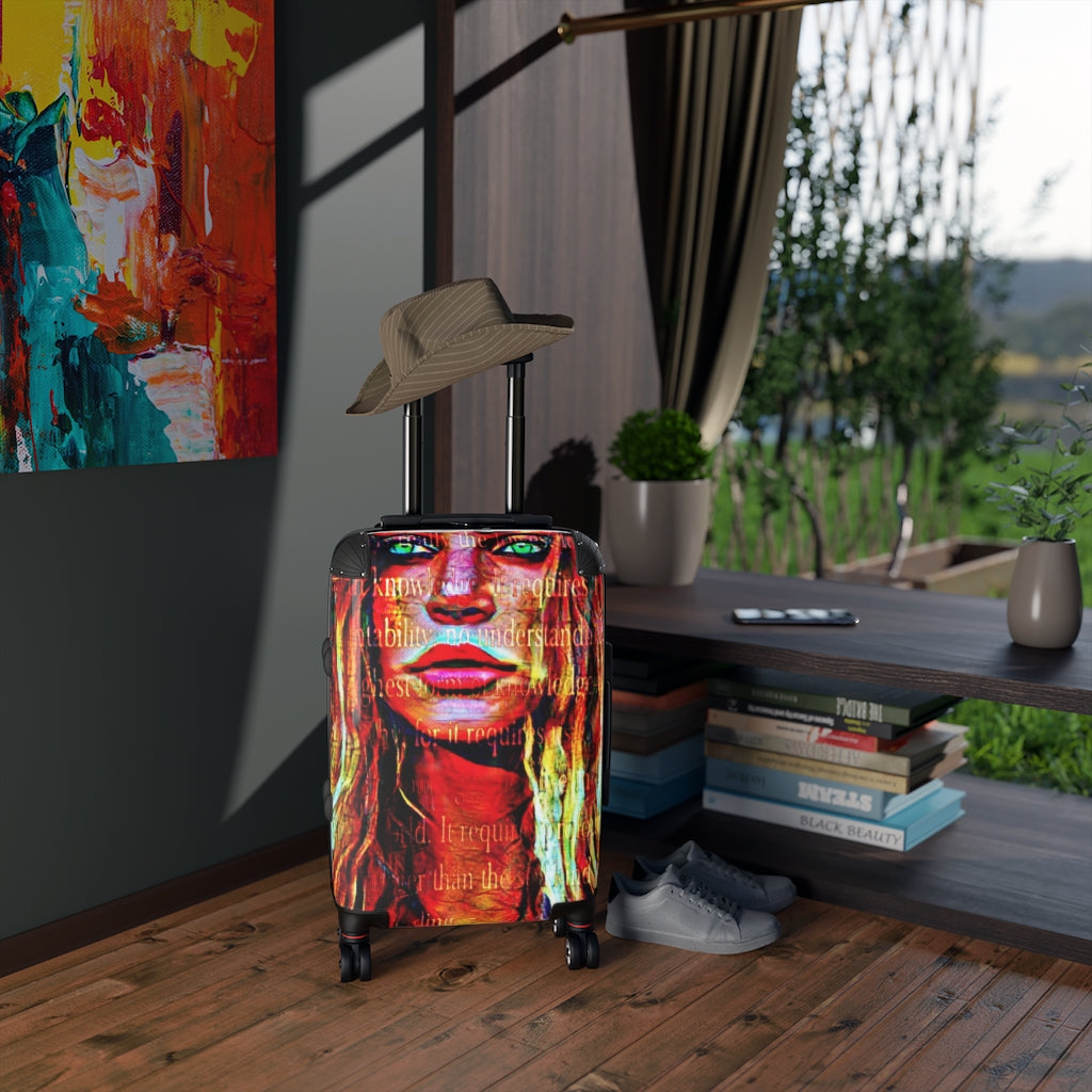Geotrott Pop Star Face Graffiti Art Cabin Suitcase Extended Storage Adjustable Telescopic Handle Double Wheeled Polycarbonate Hard-Shell Built-In Lock