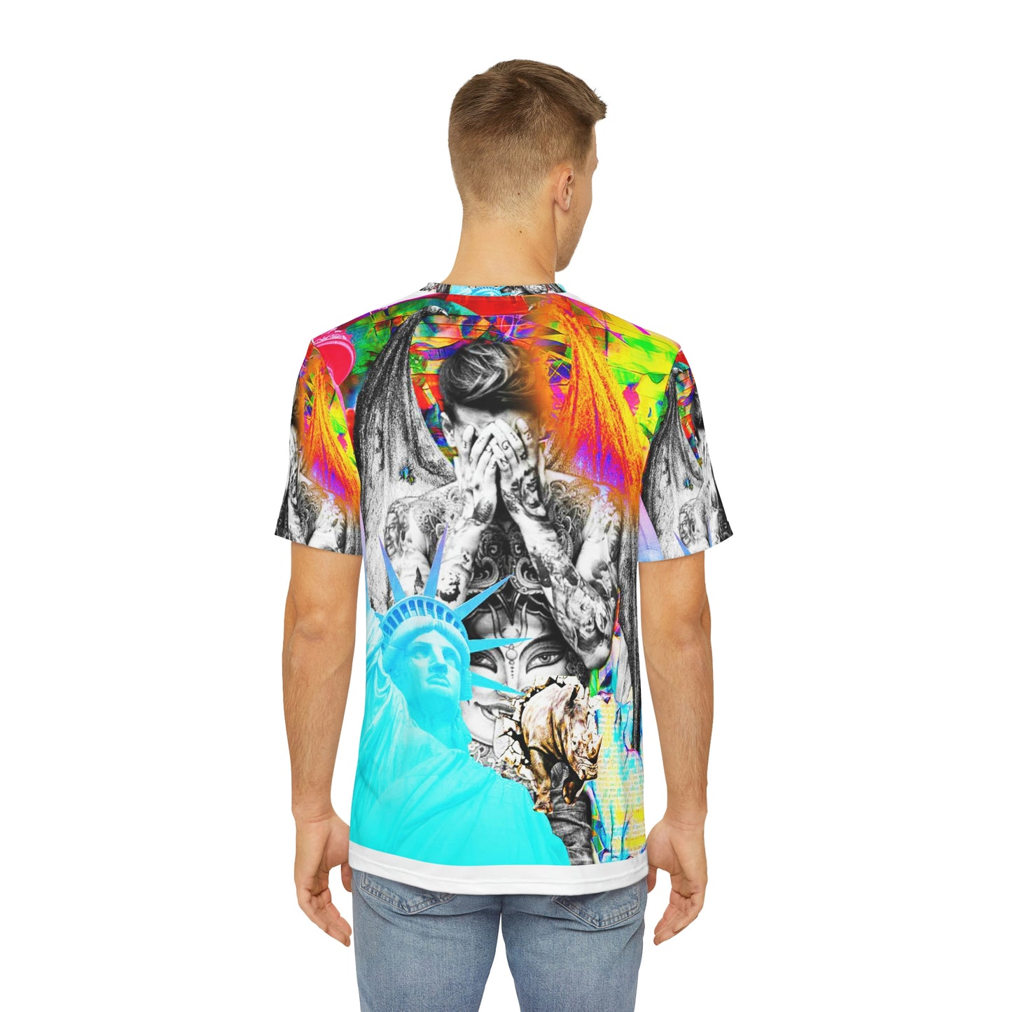 Eddy Bogaert Graffiti Bieber Statue Of Liberty Art Men'S Polyester Tee (Aop)