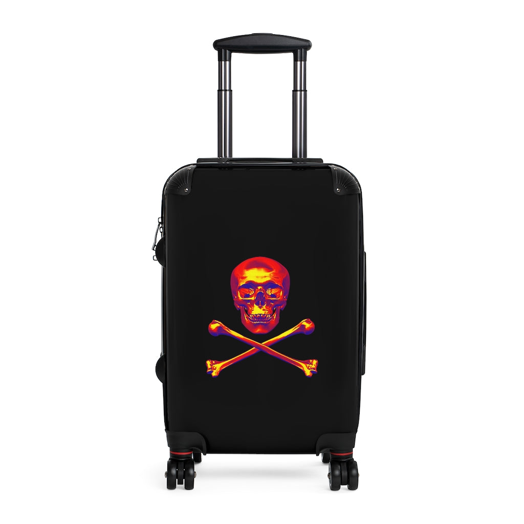 Geotrott Black Res Yellow Skull & Bones Cabbin Luggage Carry-On Travel Check Luggage 4-Wheel Spinner Suitcase Bag Multiple Colors And Sizes