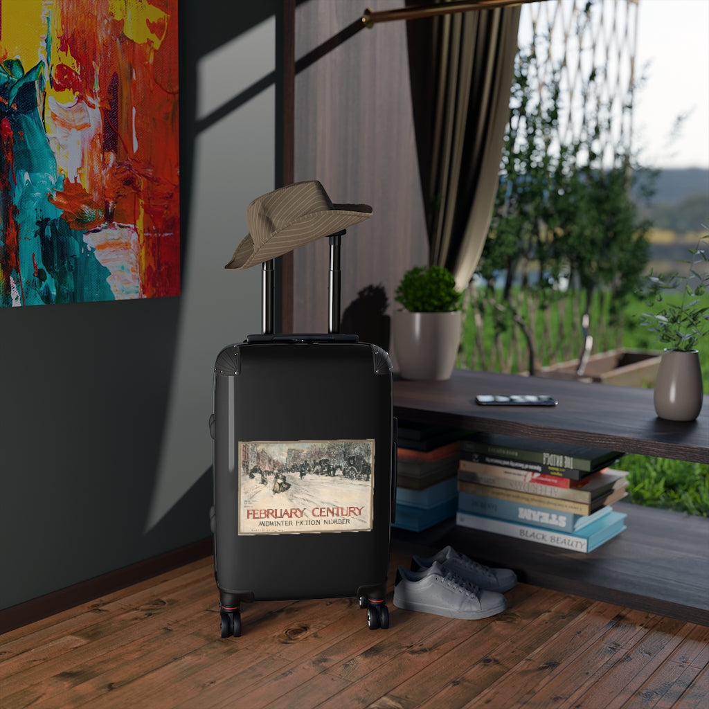 Geotrott February Century Midcentury Fiction Number World Classic Poster Black Cabin Suitcase Extended Storage Adjustable Telescopic Handle Double Wheeled Polycarbonate Hard-Shell Built-In Lock