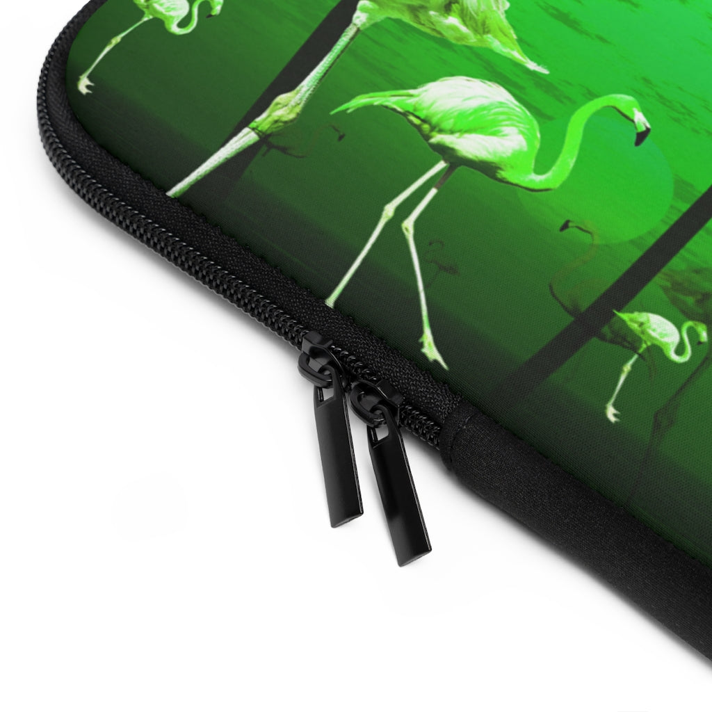 Getrott Green Beach Sunset Flamingos Laptop Sleeve-Laptop Sleeve-Geotrott