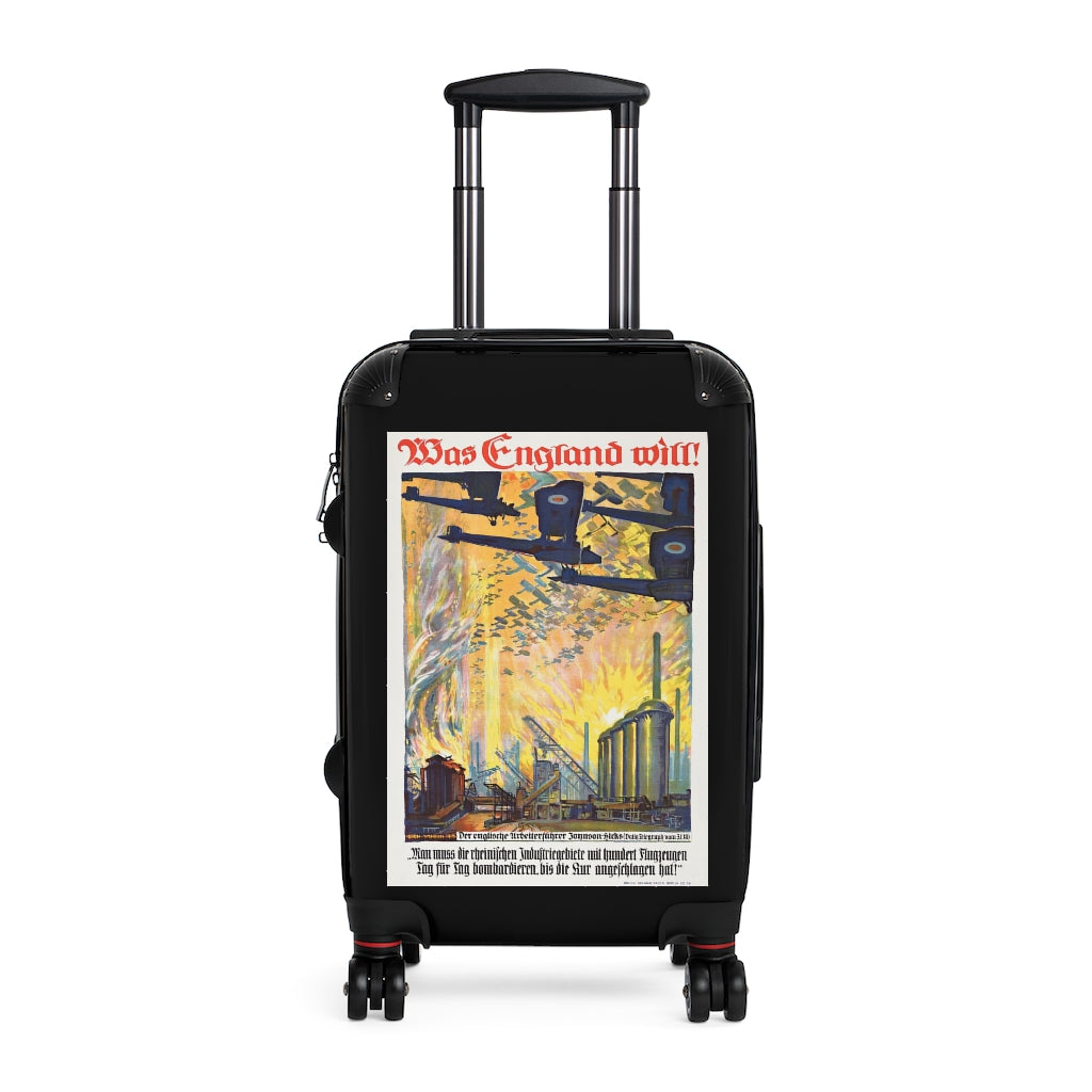 Geotrott Was England Will Egon Tschirch 1918 Black Cabin Suitcase Extended Storage Adjustable Telescopic Handle Double Wheeled Polycarbonate Hard-Shell Built-In Lock