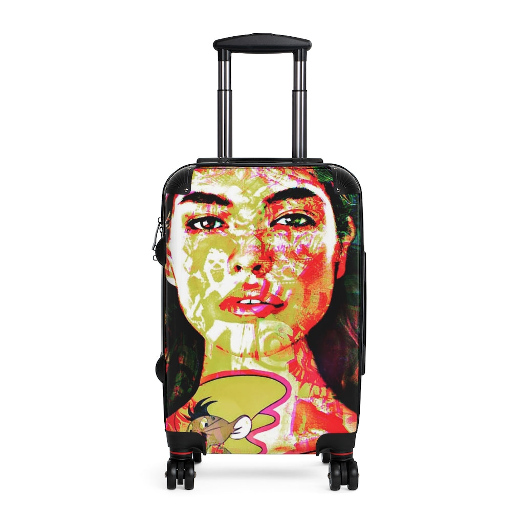 Geotrott Eddy Bogaert Graffiti Art Mexican Indian Girl Face Cabin Suitcase Extended Storage Adjustable Telescopic Handle Double Wheeled Polycarbonate Hard-Shell Built-In Lock