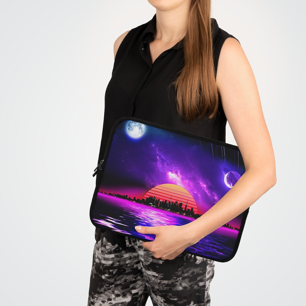Getrott Space City Sunset Purple Black Laptop Sleeve-Laptop Sleeve-Geotrott