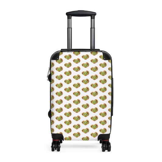 Geotrott Kiwi Fruit Print Pattern Cabin Suitcase Extended Storage Adjustable Telescopic Handle Double Wheeled Polycarbonate Hard-Shell Built-In Lock