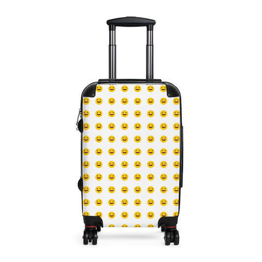 Geotrott Emojis Grinning Face With Smiling Eyes Cabin Suitcase Extended Storage Adjustable Telescopic Handle Double Wheeled Polycarbonate Hard-Shell Built-In Lock
