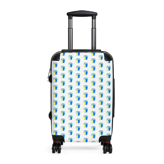 Geotrott Cruise Ship Blue Pattern White Cabin Luggage Extended Storage Adjustable Telescopic Handle Double Wheeled Polycarbonate Hard-Shell Built-In Lock