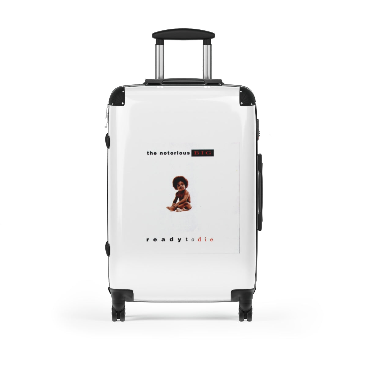 Geotrott The Notorious Big Ready To Die White Cabin Suitcase Extended Storage Adjustable Telescopic Handle Double Wheeled Polycarbonate Hard Shell Built In Lock