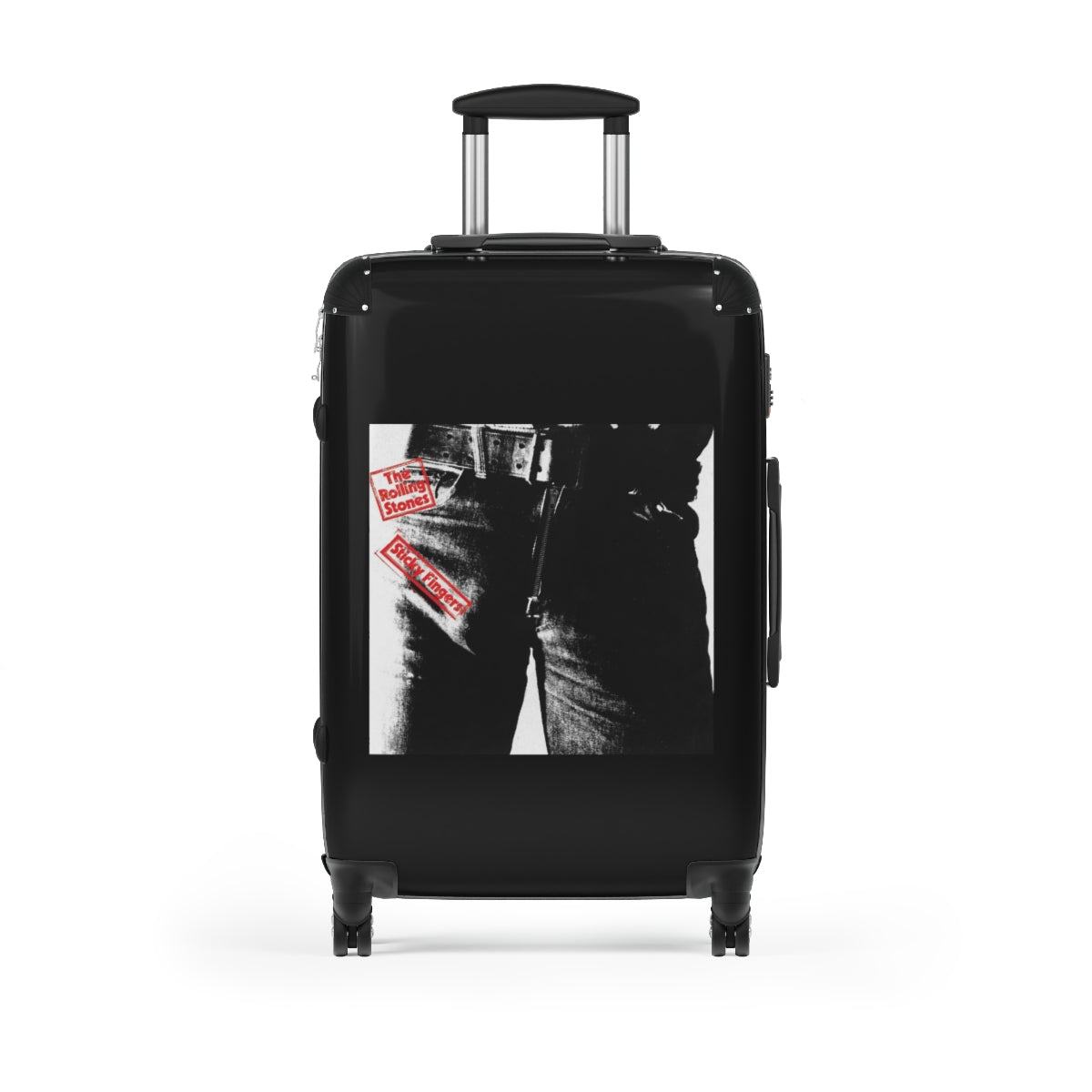 Geotrott The Rolling Stones Sticky Fingers 1971 Black Cabin Suitcase Extended Storage Adjustable Telescopic Handle Double Wheeled Polycarbonate Hard Shell Built In Lock