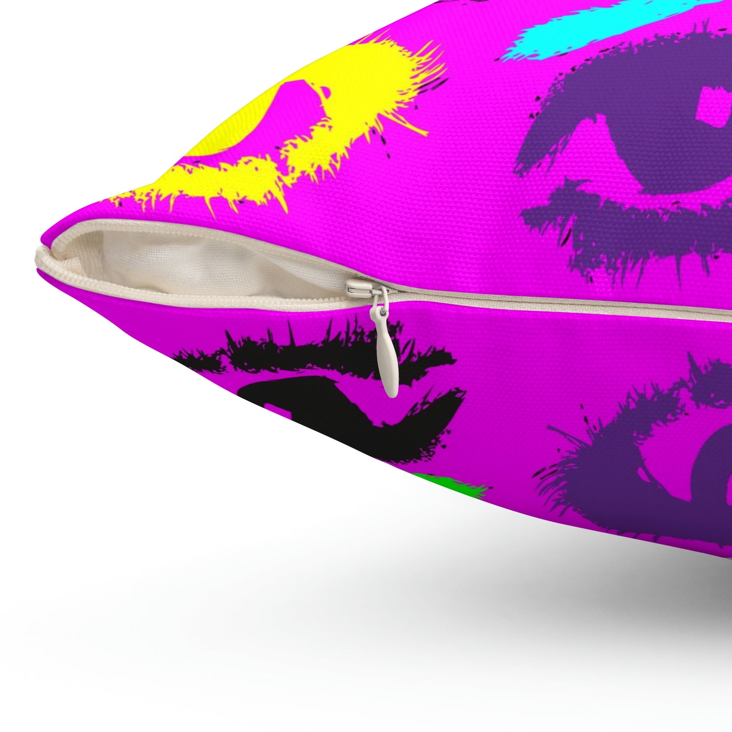 Geotrott Pink Warhol Style Eyes Art Multy Colored Eyes Grid Spun Polyester Square Pillow