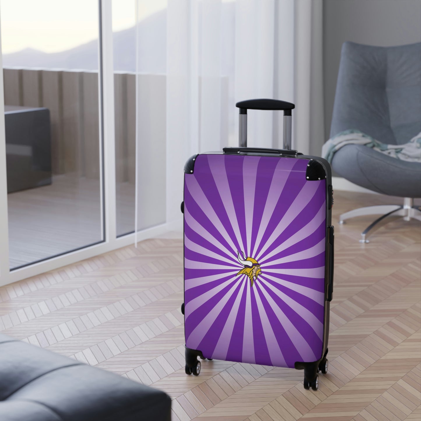Geotrott Minesota Vikings National Football League NFL Team Logo Cabin Suitcase Rolling Luggage Checking Bag-Bags-Geotrott