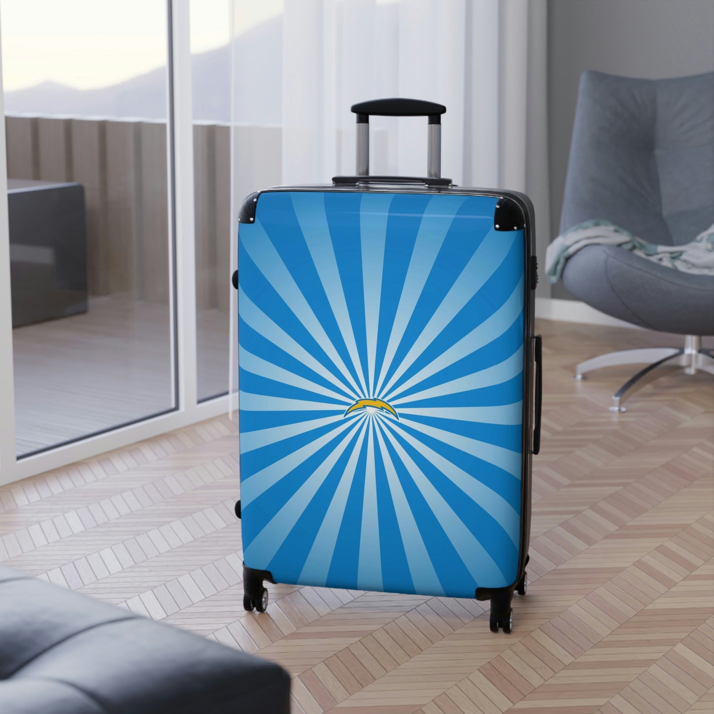 Geotrott Los Angeles Chargers National Football League Nfl Team Logo Cabin Suitcase Rolling Luggage Checking Bag