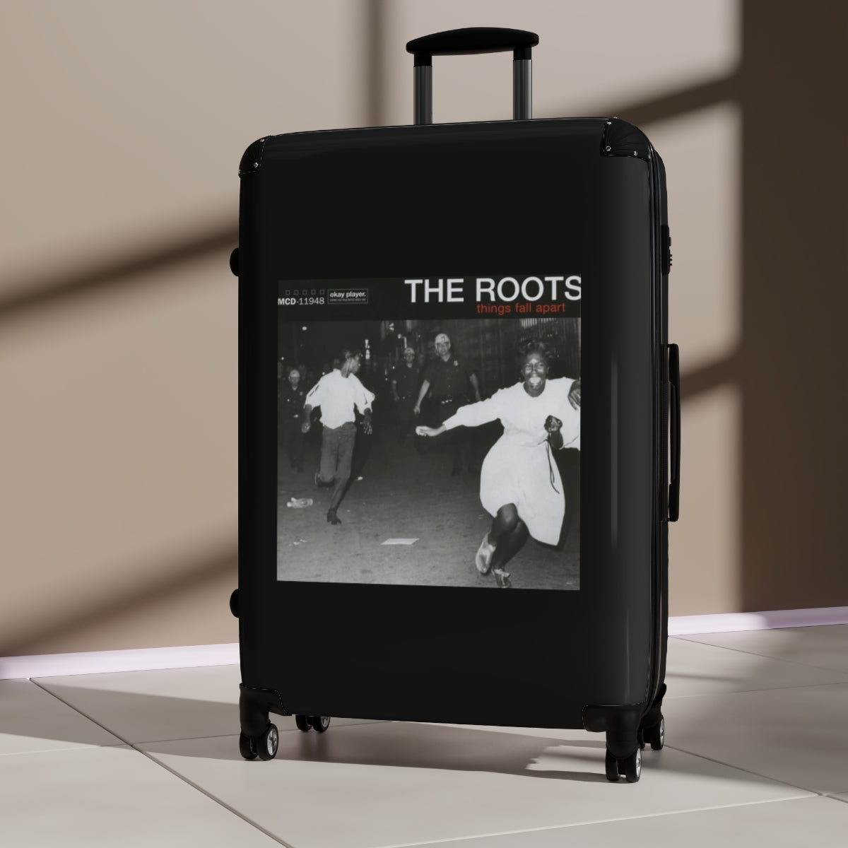 Geotrott The Roots Things Fall Apart 1999 Black Cabin Suitcase Extended Storage Adjustable Telescopic Handle Double Wheeled Polycarbonate Hard Shell Built In Lock