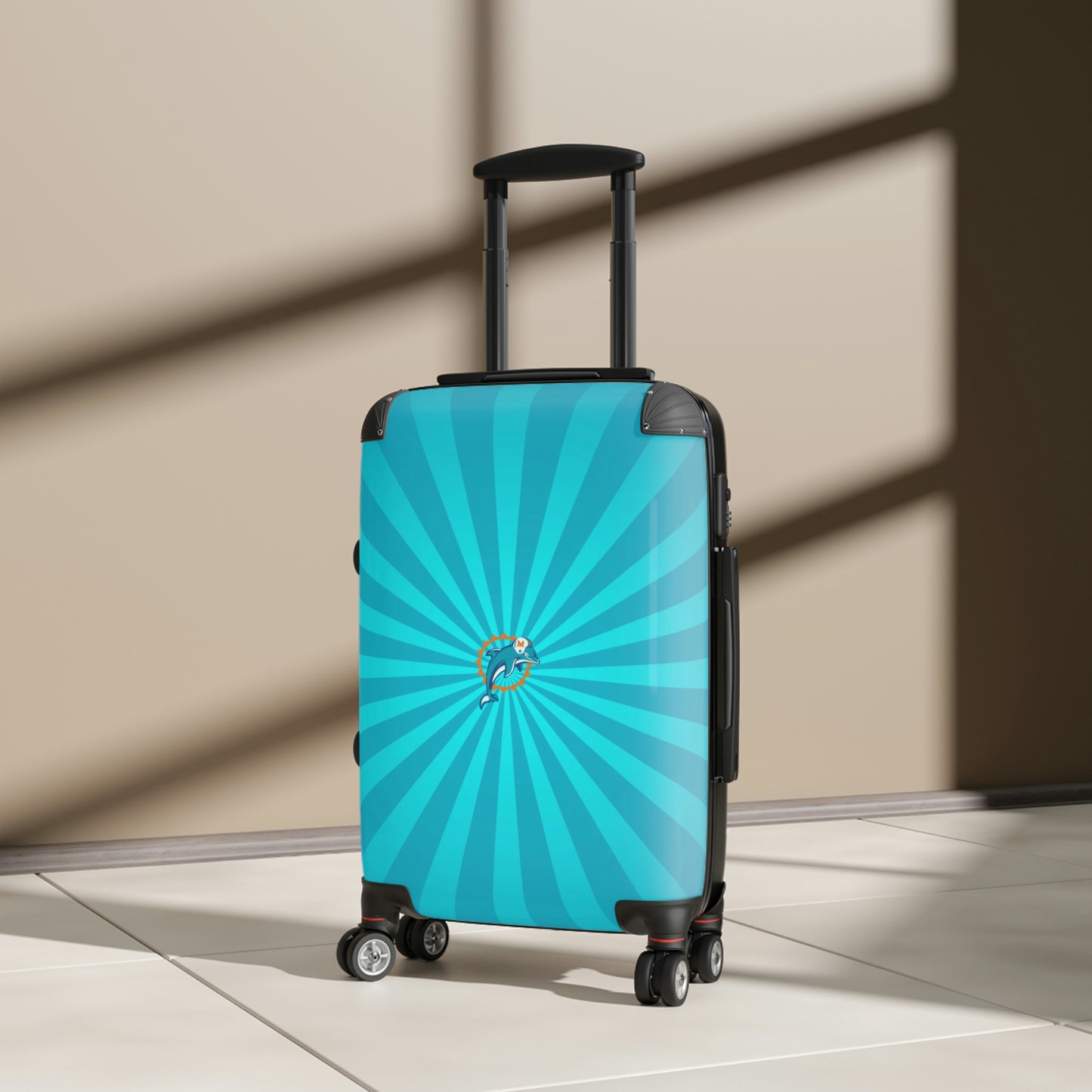 Geotrott Miami Dolphins National Football League Nfl Team Logo Cabin Suitcase Rolling Luggage Checking Bag