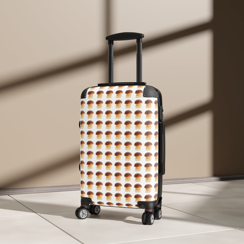 Geotrott Mushroom Grid Pattern Cabin Suitcase Extended Storage Adjustable Telescopic Handle Double Wheeled Polycarbonate Hard-Shell Built-In Lock