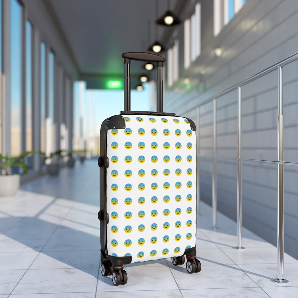 Getrott Emojis Fearful Face Cabin Suitcase Extended Storage Adjustable Telescopic Handle Double wheeled Polycarbonate Hard-shell Built-in Lock-Bags-Geotrott