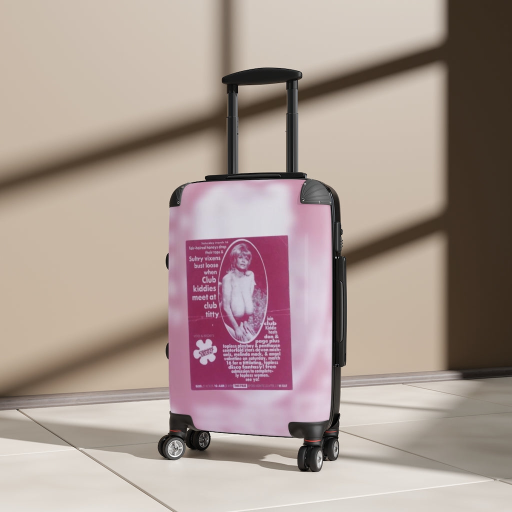 Getrott Club Titty Club Flyer Vito & Keoki Groove Thing Devon Michaels Melinda Mack Angel Valentine Cabin Suitcase Extended Storage Adjustable Telescopic Handle Double wheeled Polycarbonate Hard-shell Built-in Lock-Bags-Geotrott