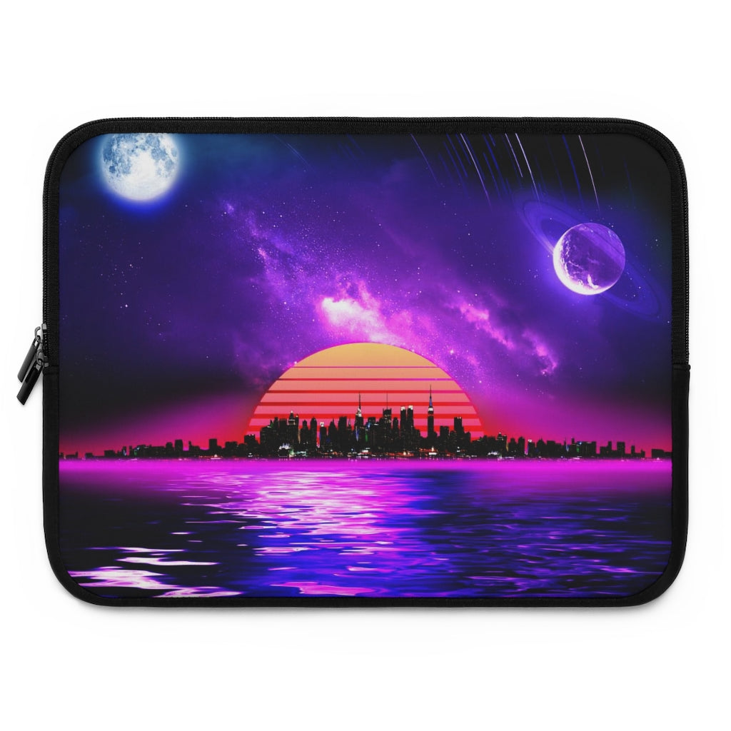 Getrott Space City Sunset Purple Black Laptop Sleeve-Laptop Sleeve-Geotrott