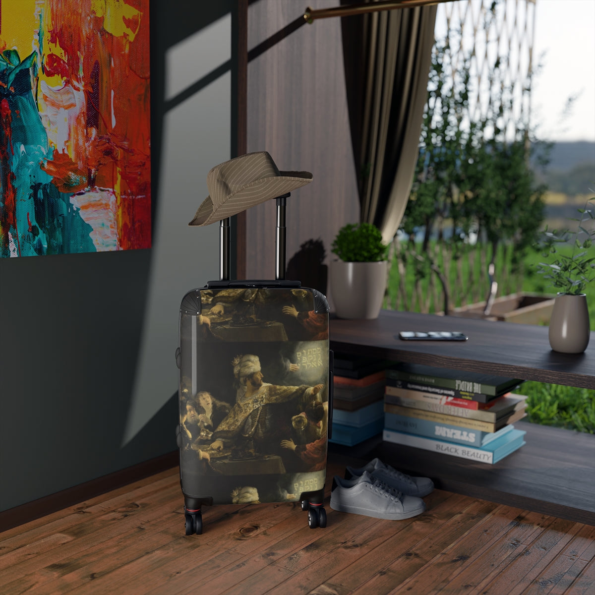 Getrott Belshazzars Feast by Rembrandt Black Cabin Suitcase Extended Storage Adjustable Telescopic Handle Double wheeled Polycarbonate Hard-shell Built-in Lock-Bags-Geotrott