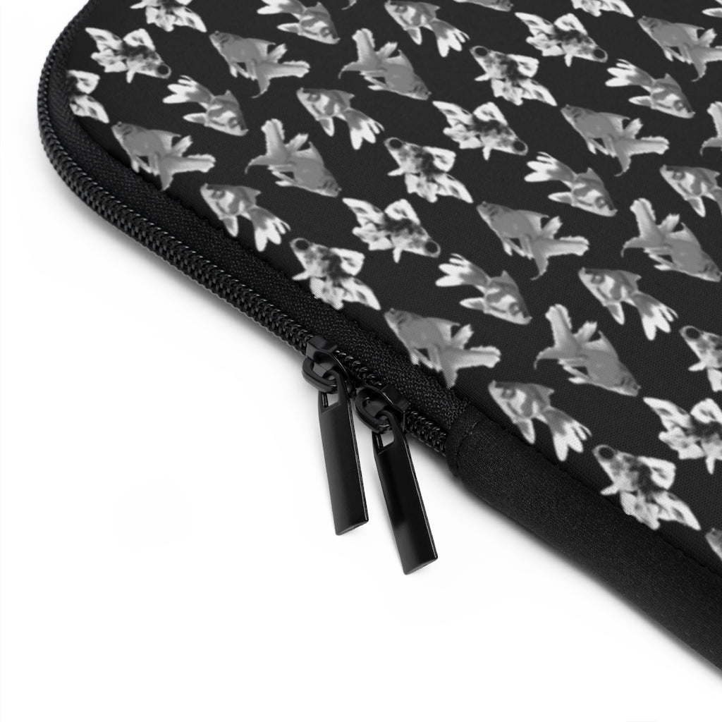 Geotrott Black White Goldfish Pattern Black Laptop Sleeve