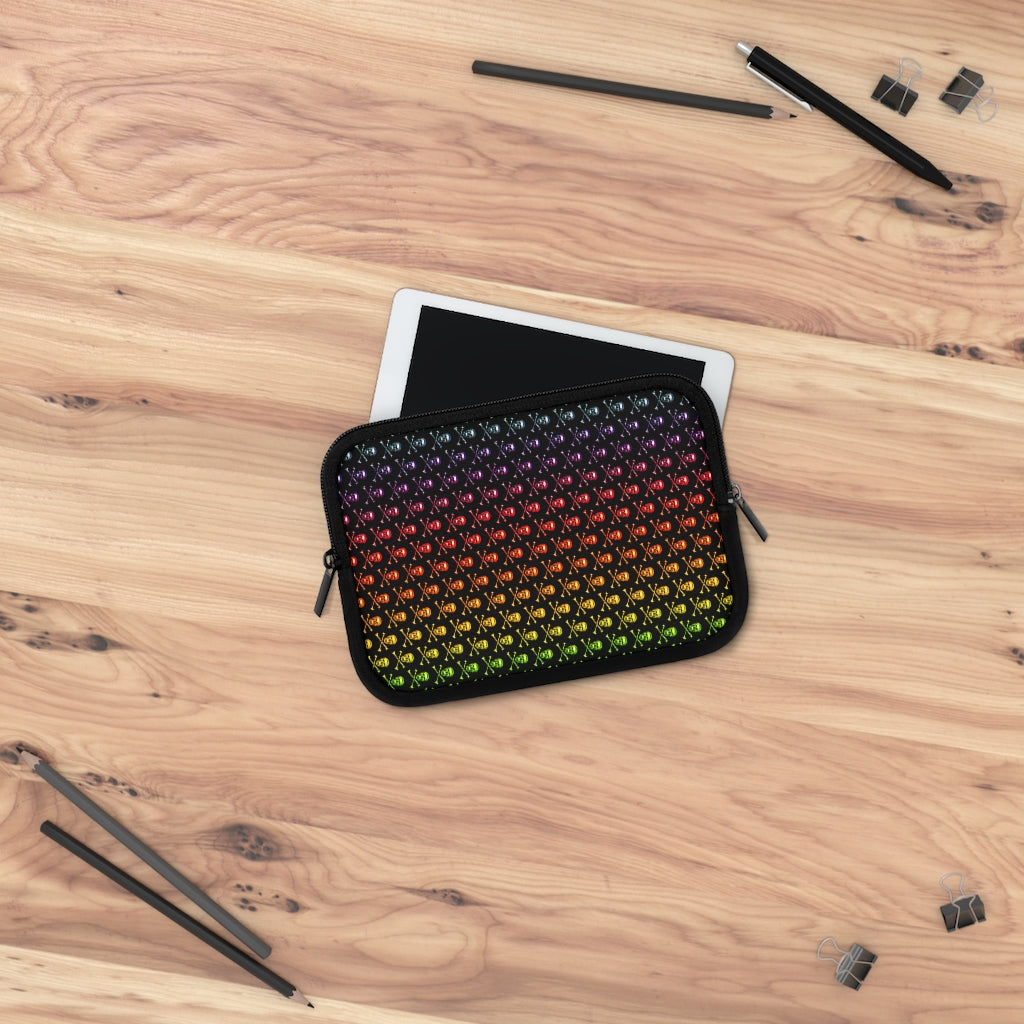 Getrott Raibow Skull and Bones Pattern Black Laptop Sleeve-Laptop Sleeve-Geotrott
