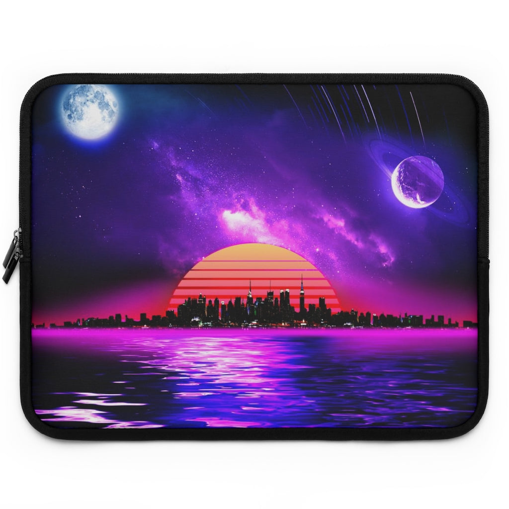 Getrott Space City Sunset Purple Black Laptop Sleeve-Laptop Sleeve-Geotrott