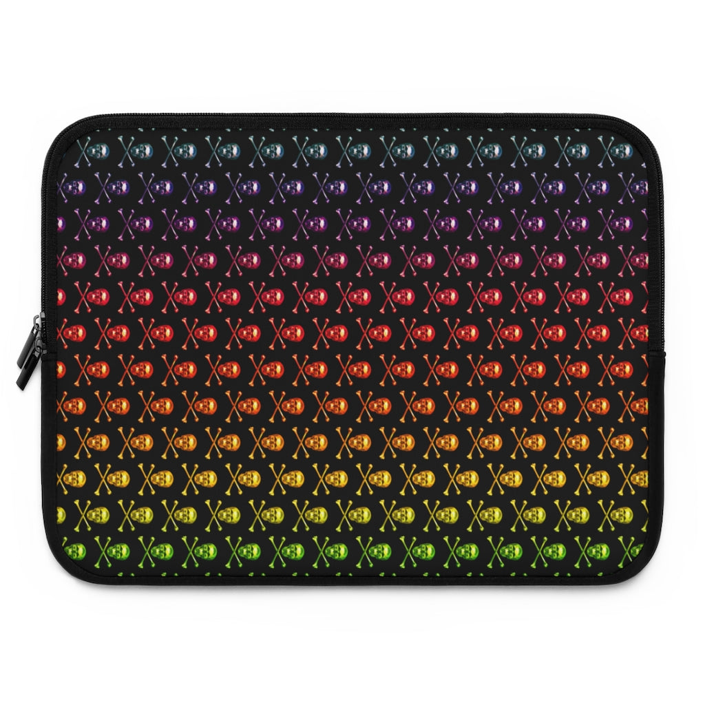 Getrott Raibow Skull and Bones Pattern Black Laptop Sleeve-Laptop Sleeve-Geotrott