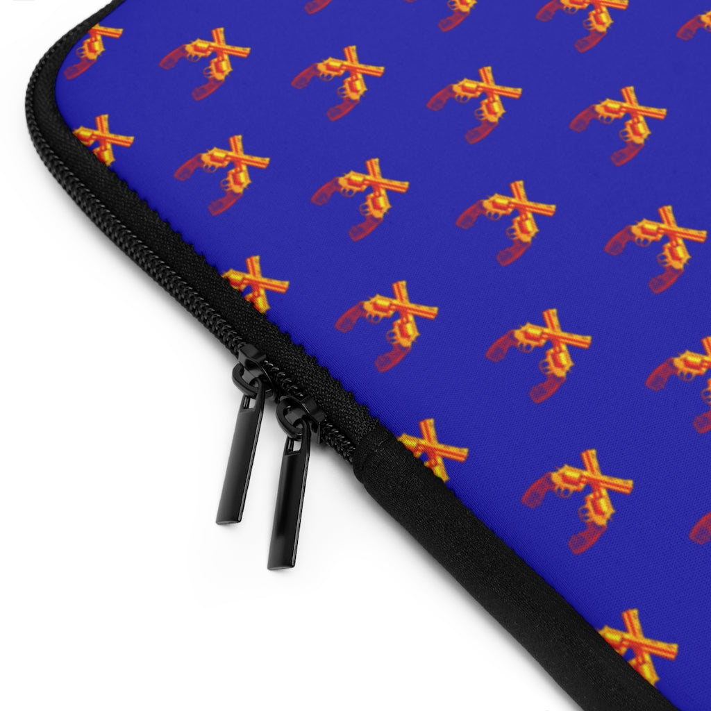 Geotrott Orange Magnum Guns Pattern Blue Laptop Sleeve
