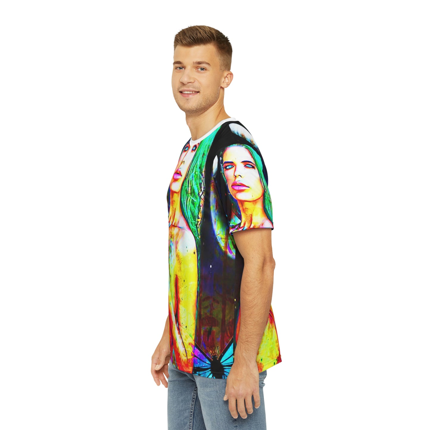 Copy Of Copy Of Copy Of Copy Of Copy Of Eddy Bogaert Graffiti Bieber Statue Of Liberty Art Men'S Polyester Tee (Aop)