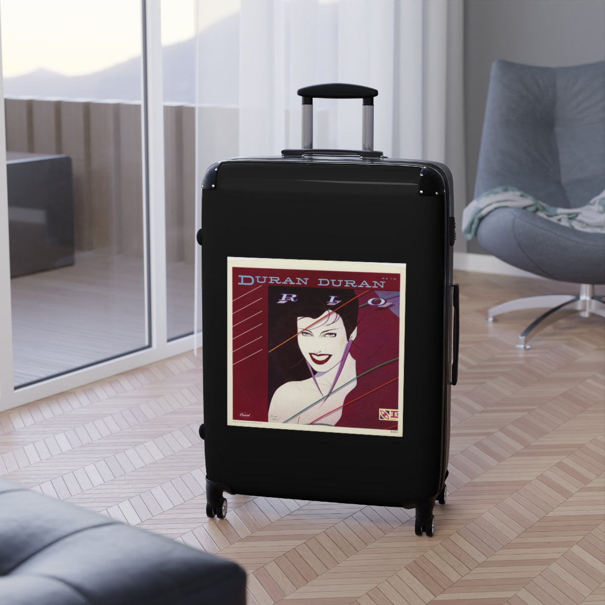 Geotrott Duran Duran Rio Black Cabin Suitcase Extended Storage Adjustable Telescopic Handle Double Wheeled Polycarbonate Hard Shell Built In Lock