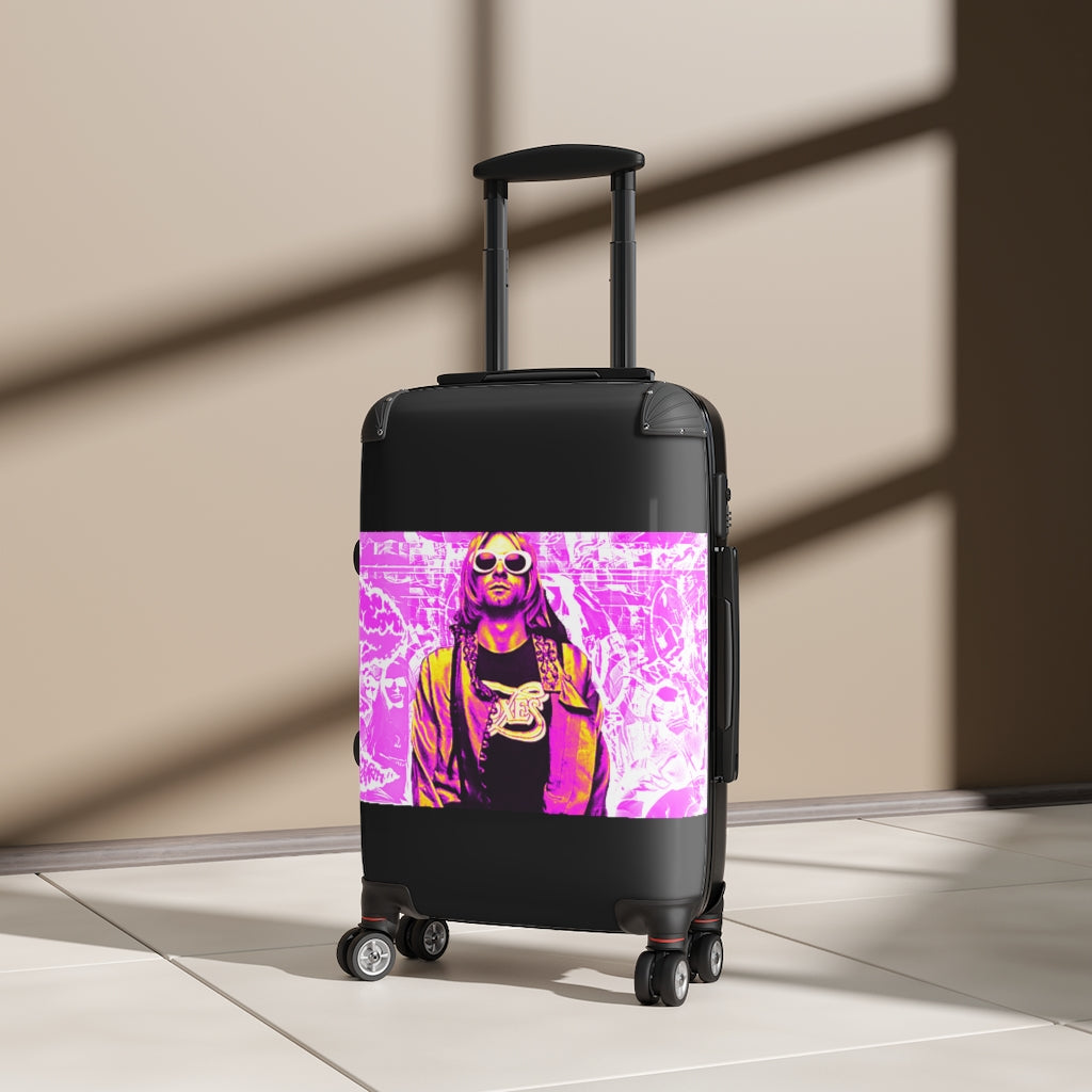 Getrott Nirvana Pink Graffiti Kurt Cobain Punk Cabin Suitcase Extended Storage Adjustable Telescopic Handle Double wheeled Polycarbonate Hard-shell Built-in Lock-Bags-Geotrott