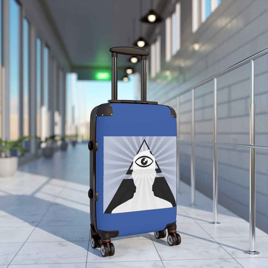 Geotrott Facebook Icon Art Illuminati Eye Cabin Luggage Extended Storage Adjustable Telescopic Handle Double Wheeled Polycarbonate Hard-Shell Built-In Lock