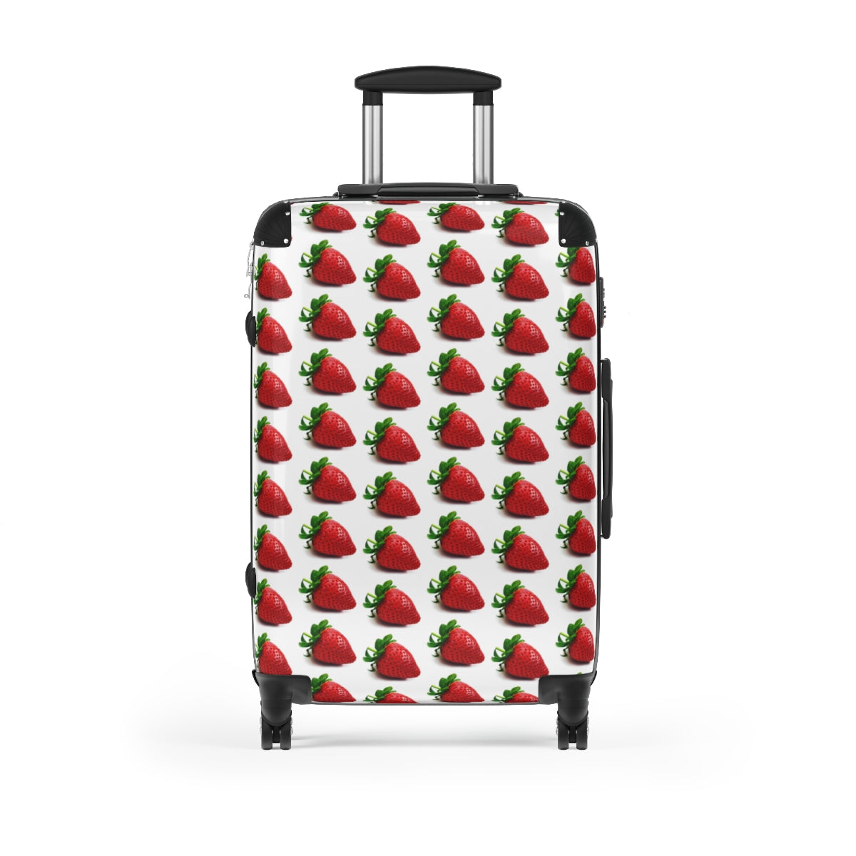 Geotrott Strawberry Fruit Pattern Cabin Suitcase Extended Storage Adjustable Telescopic Handle Double Wheeled Polycarbonate Hard-Shell Built-In Lock