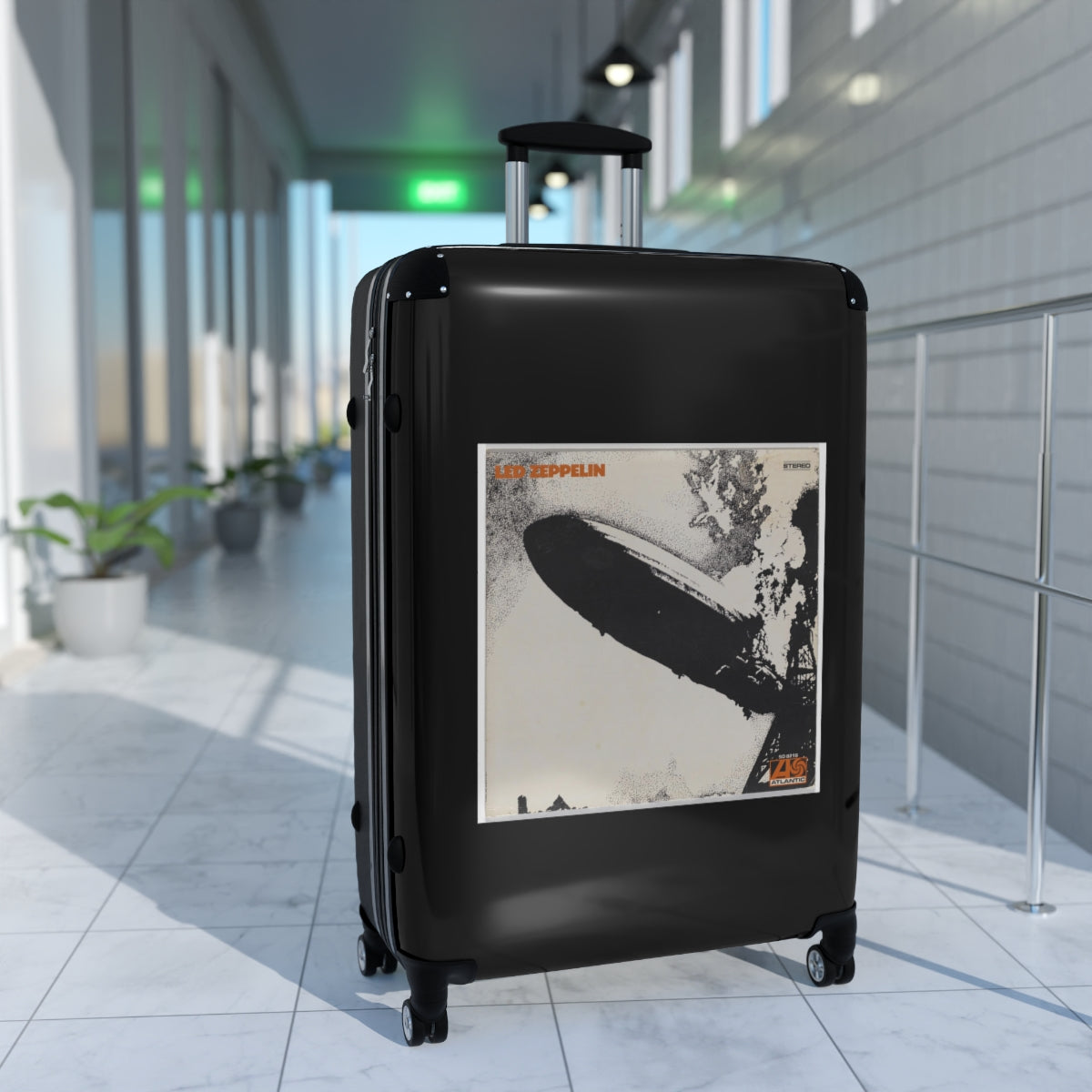 Geotrott Led Zeppelin Led Zeppelin 1969 Black Cabin Suitcase Extended Storage Adjustable Telescopic Handle Double Wheeled Polycarbonate Hard Shell Built In Lock