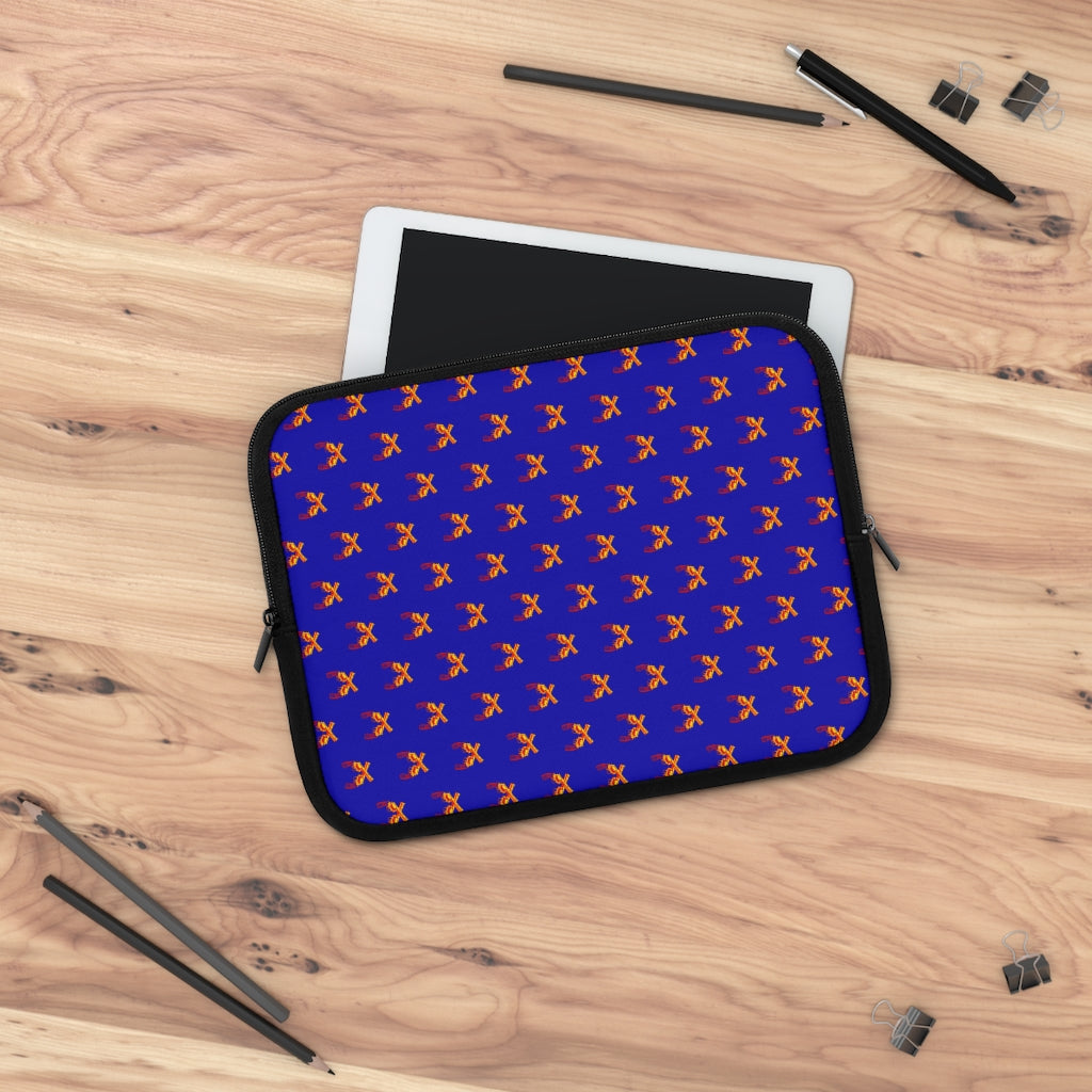 Geotrott Orange Magnum Guns Pattern Blue Laptop Sleeve