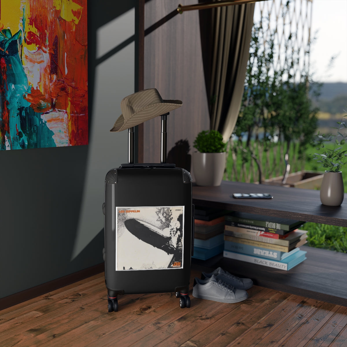 Geotrott Led Zeppelin Led Zeppelin 1969 Black Cabin Suitcase Extended Storage Adjustable Telescopic Handle Double Wheeled Polycarbonate Hard Shell Built In Lock