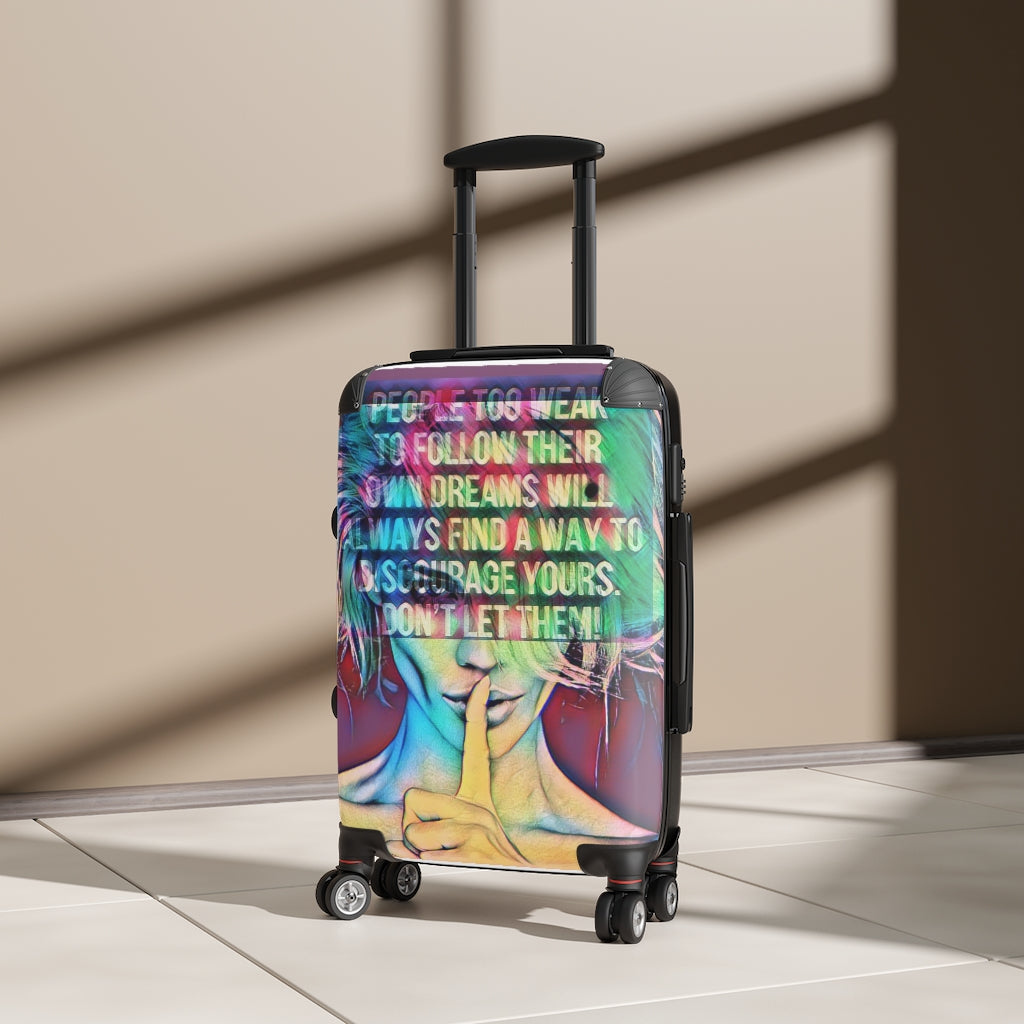 Getrott Fashion Model Graffiti Encouragement Cabin Suitcase Extended Storage Adjustable Telescopic Handle Double wheeled Polycarbonate Hard-shell Built-in Lock-Bags-Geotrott