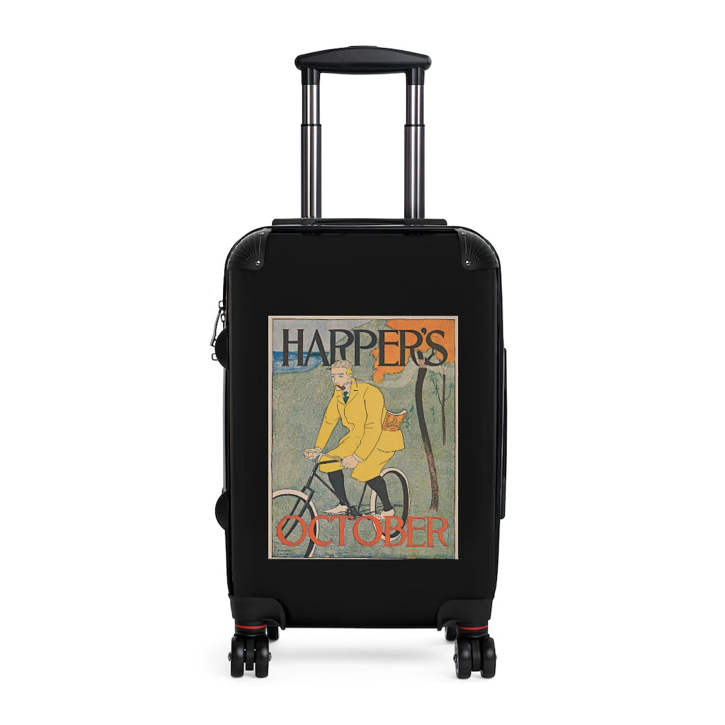 Getrott Harpers October World Classic Poster Man in Bycicle Cabin Suitcase Extended Storage Adjustable Telescopic Handle Double wheeled Polycarbonate Hard-shell Built-in Lock-Bags-Geotrott