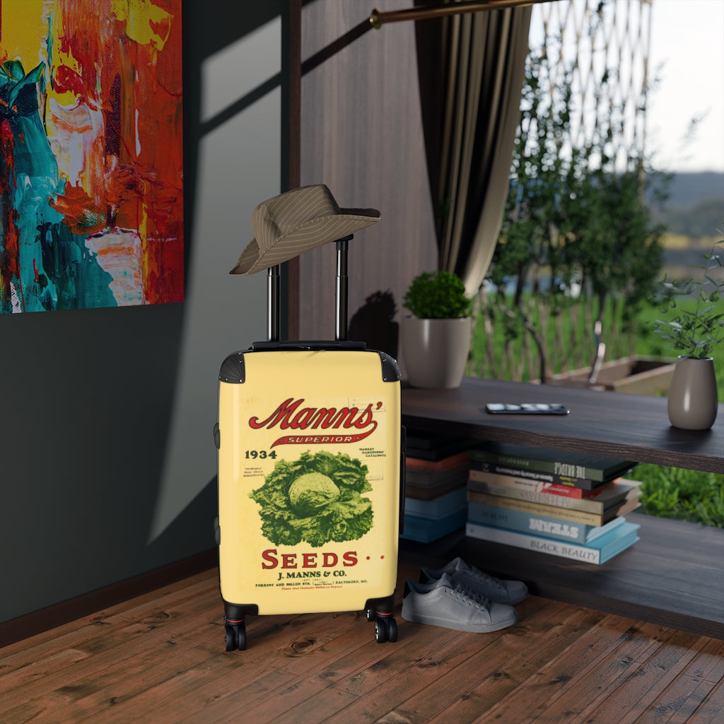 Getrott Manns Superior Seeds Catalogue Farm Collection Cabin Suitcase Extended Storage Adjustable Telescopic Handle Double wheeled Polycarbonate Hard-shell Built-in Lock-Bags-Geotrott