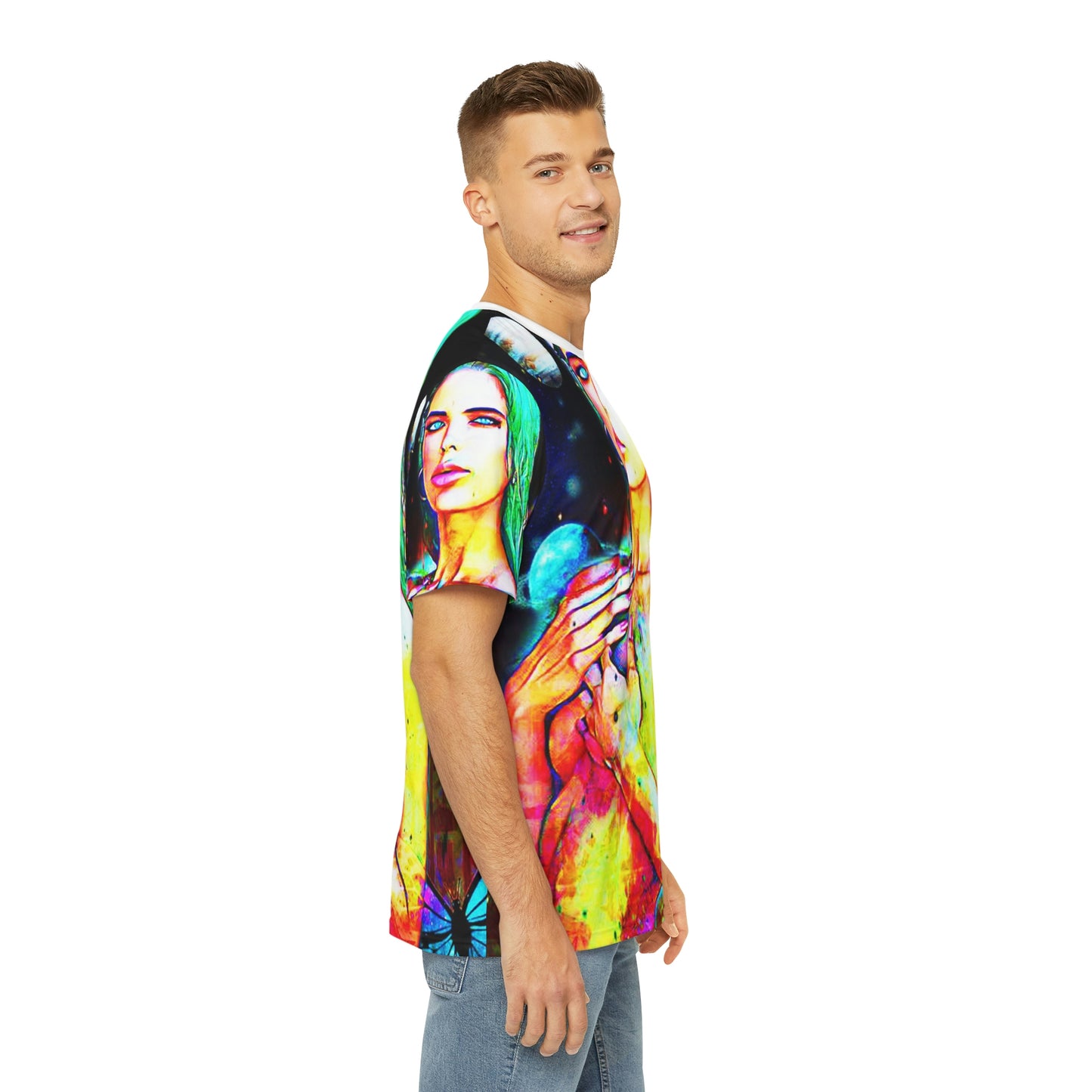Copy Of Copy Of Copy Of Copy Of Copy Of Eddy Bogaert Graffiti Bieber Statue Of Liberty Art Men'S Polyester Tee (Aop)