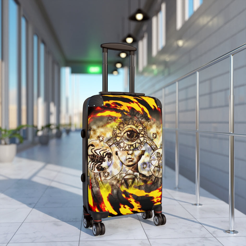 Geotrott Scorpio Capricorn Zodiac Signs Cabin Suitcase Extended Storage Adjustable Telescopic Handle Double Wheeled Polycarbonate Hard-Shell Built-In Lock