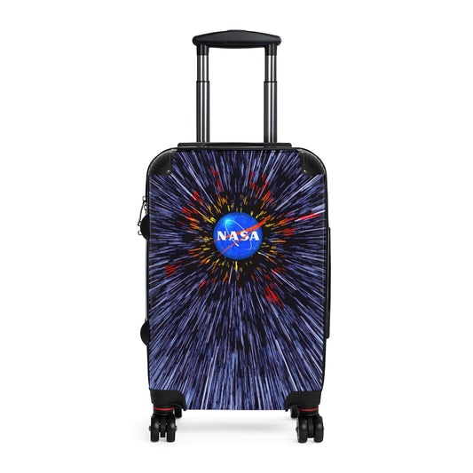 Geotrott Nasa Warp Speed Logo Cabin Suitcase Extended Storage Adjustable Telescopic Handle Double Wheeled Polycarbonate Hard-Shell Built-In Lock
