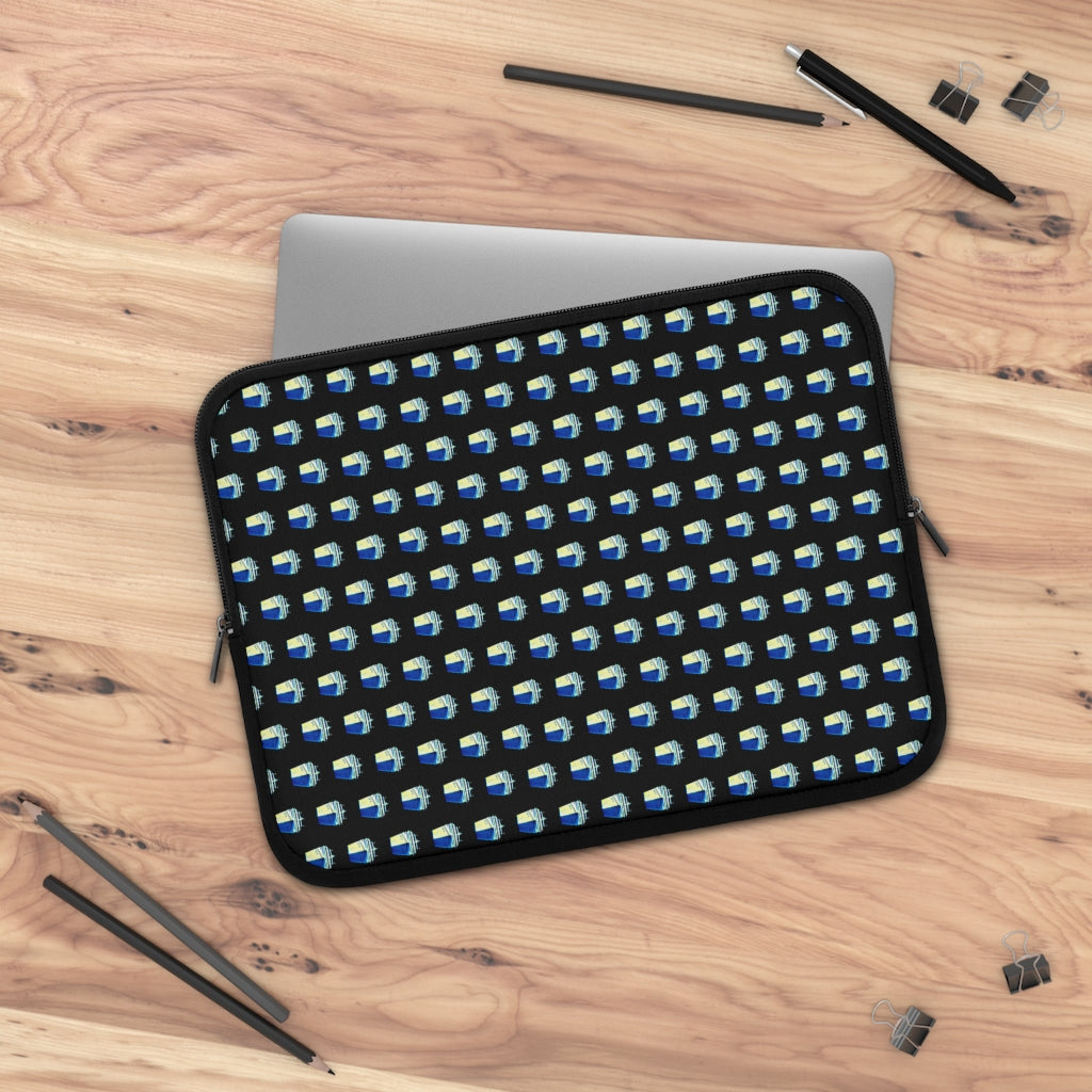 Geotrott Old Blue Cruise Ships Pattern Black Laptop Sleeve