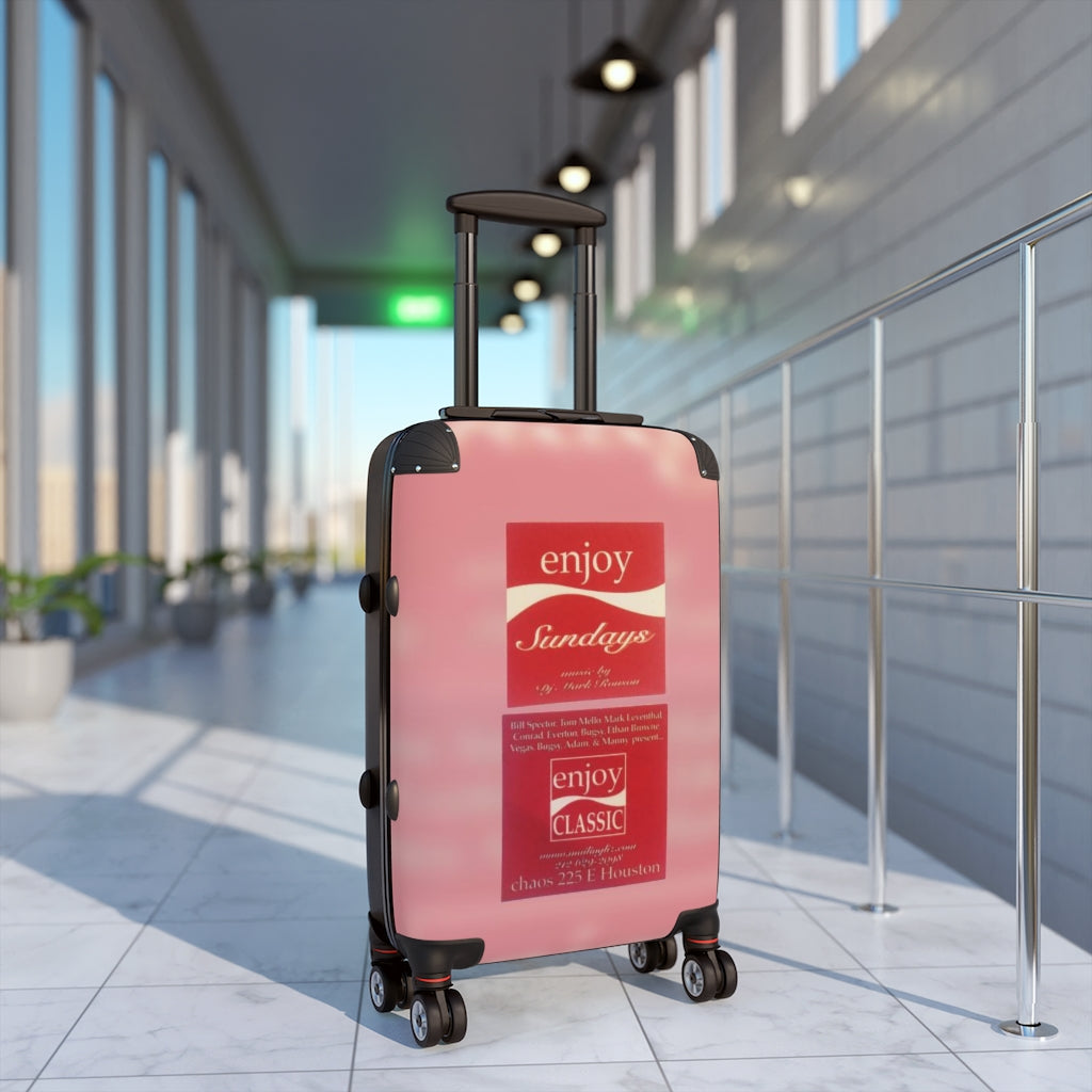 Geotrott Club Chaos Nyc Enjoy Sundays Party Flyer Dj Mark Ronson Bill Spector Tom Mello Mark Leventhal Conrad Bugsy Ethan Browne Vegas Bugsy Adam Manny Cabin Suitcase Carry-On Travel Check Luggage 4-Wheel Spinner Suitcase Bag Multiple Colors And Sizes