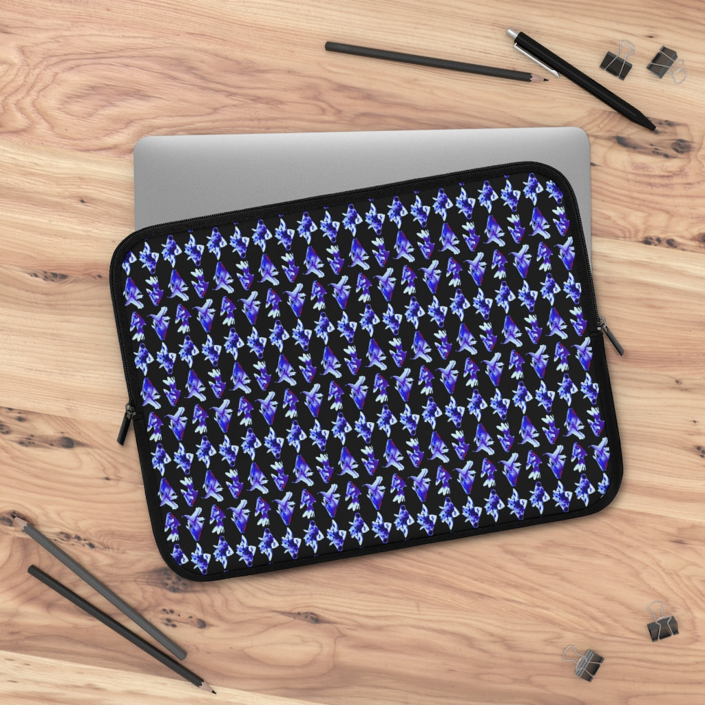 Geotrott Blue Goldfish Pattern Black Laptop Sleeve